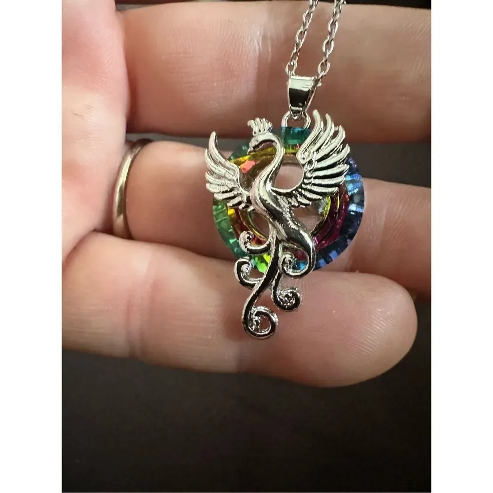 Necklace and journal / Vintage looking Phoenix bronze journal 100 pages